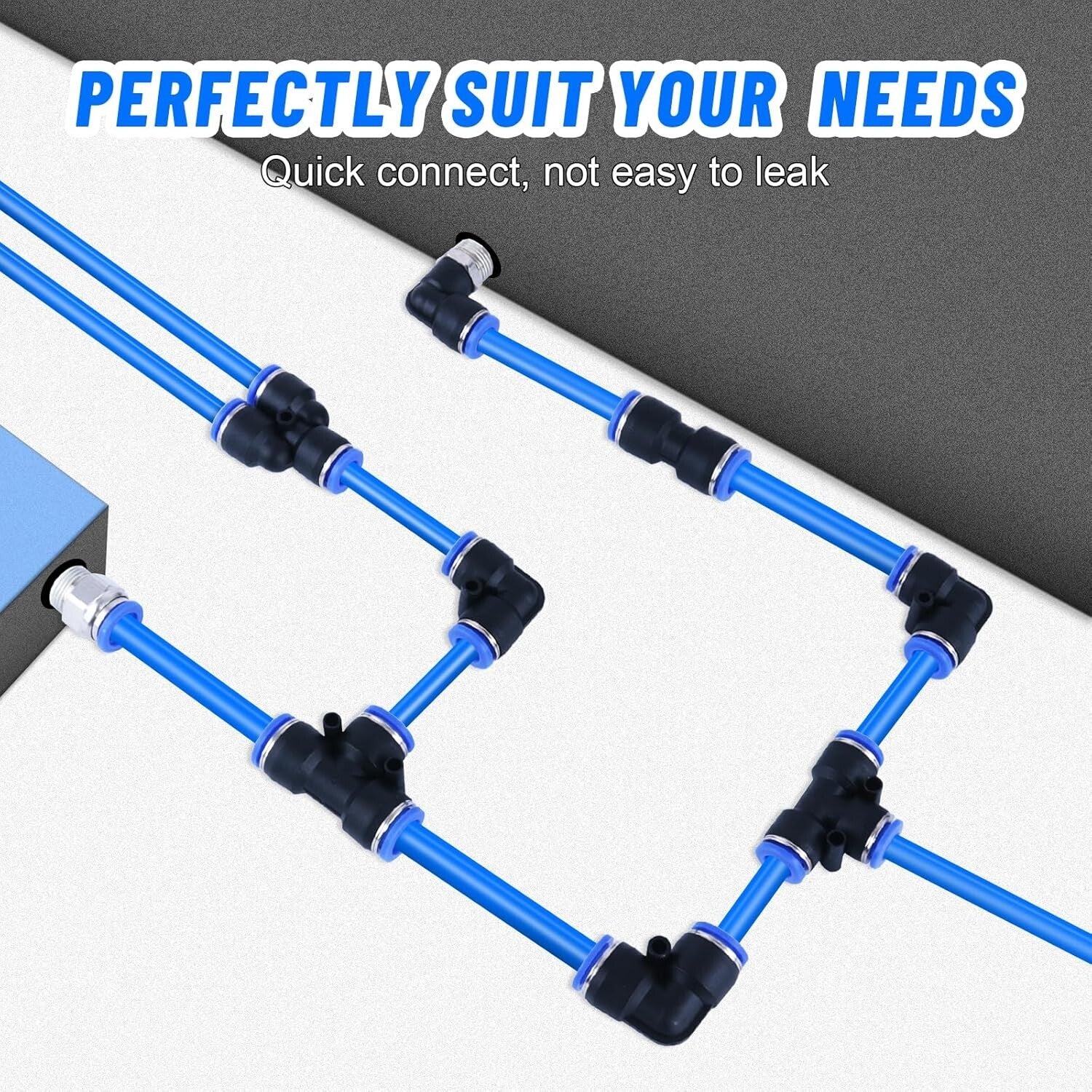 Versatile 53-Piece Air Line Kit with Durable Storage Case & Tubing Cutter