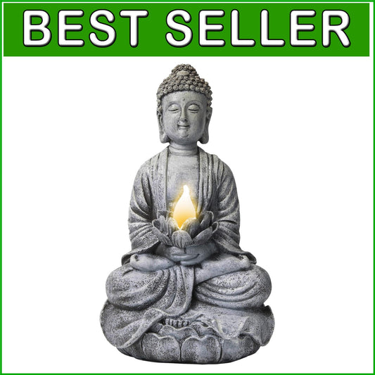 Elegant Buddha Statue for Outdoors: Solar LED Light for Year-Round Tranquility