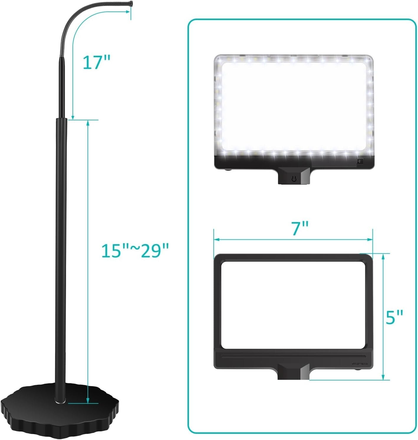 5X LED Floor Magnifier with Dimmable Light & Adjustable Stand, Ideal for Crafts