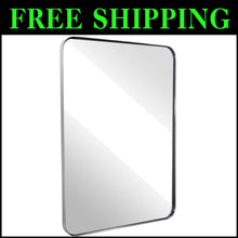 Load image into Gallery viewer, 24x36 Rectangular Chrome Wall Mirror with Rounded Corners - Modern Design