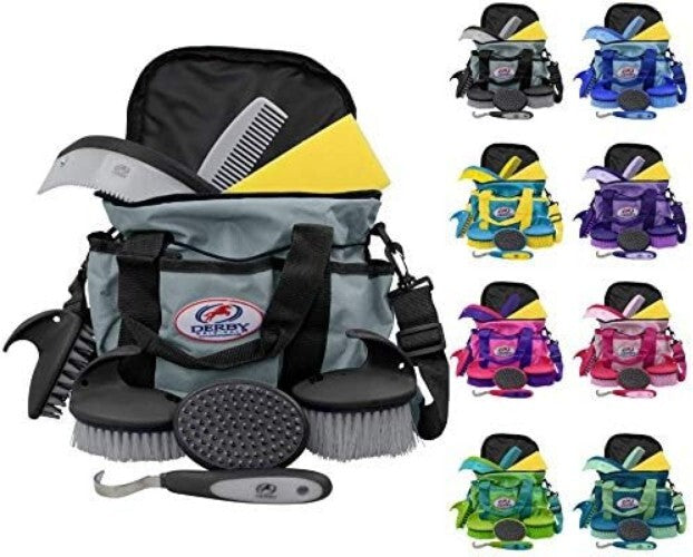 Deluxe 9-Piece Horse Grooming Set with Matching Carry Bag - Perfect for All Ages