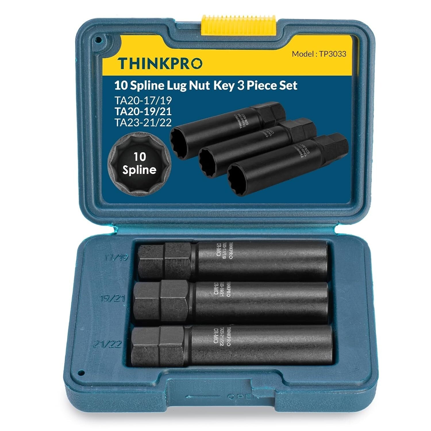 10-Spline Lug Nut Key Set - Compatible with Bimecc 3-Piece Wheel Lock Tool