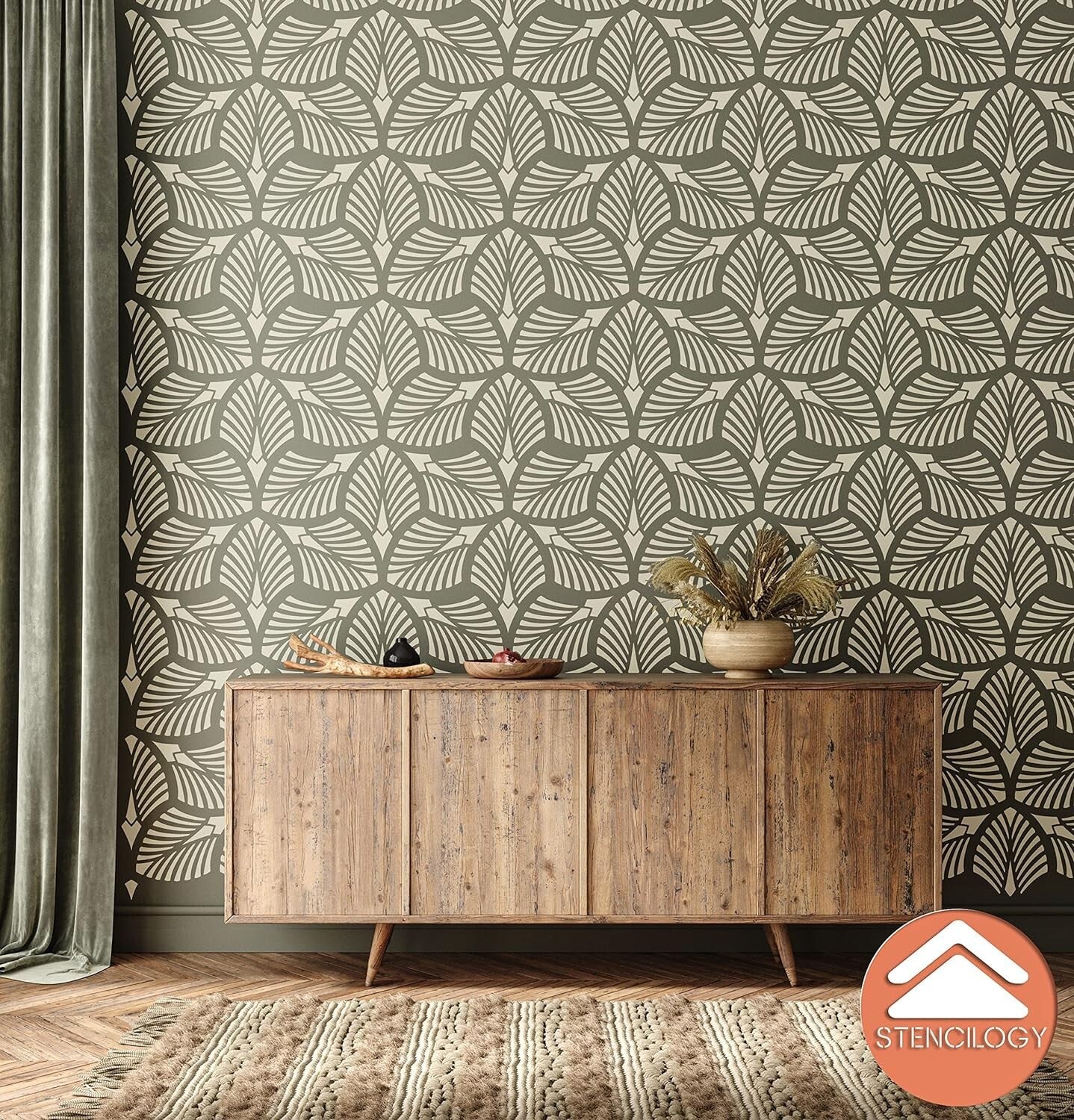 Durable 23" x 38" Palm Leaf Stencil for Quick and Stylish Wall Painting