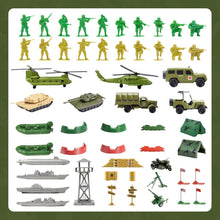 Load image into Gallery viewer, Complete Military Toy Set - 124 Plastic Army Men, Tanks &amp; Helicopters for Kids