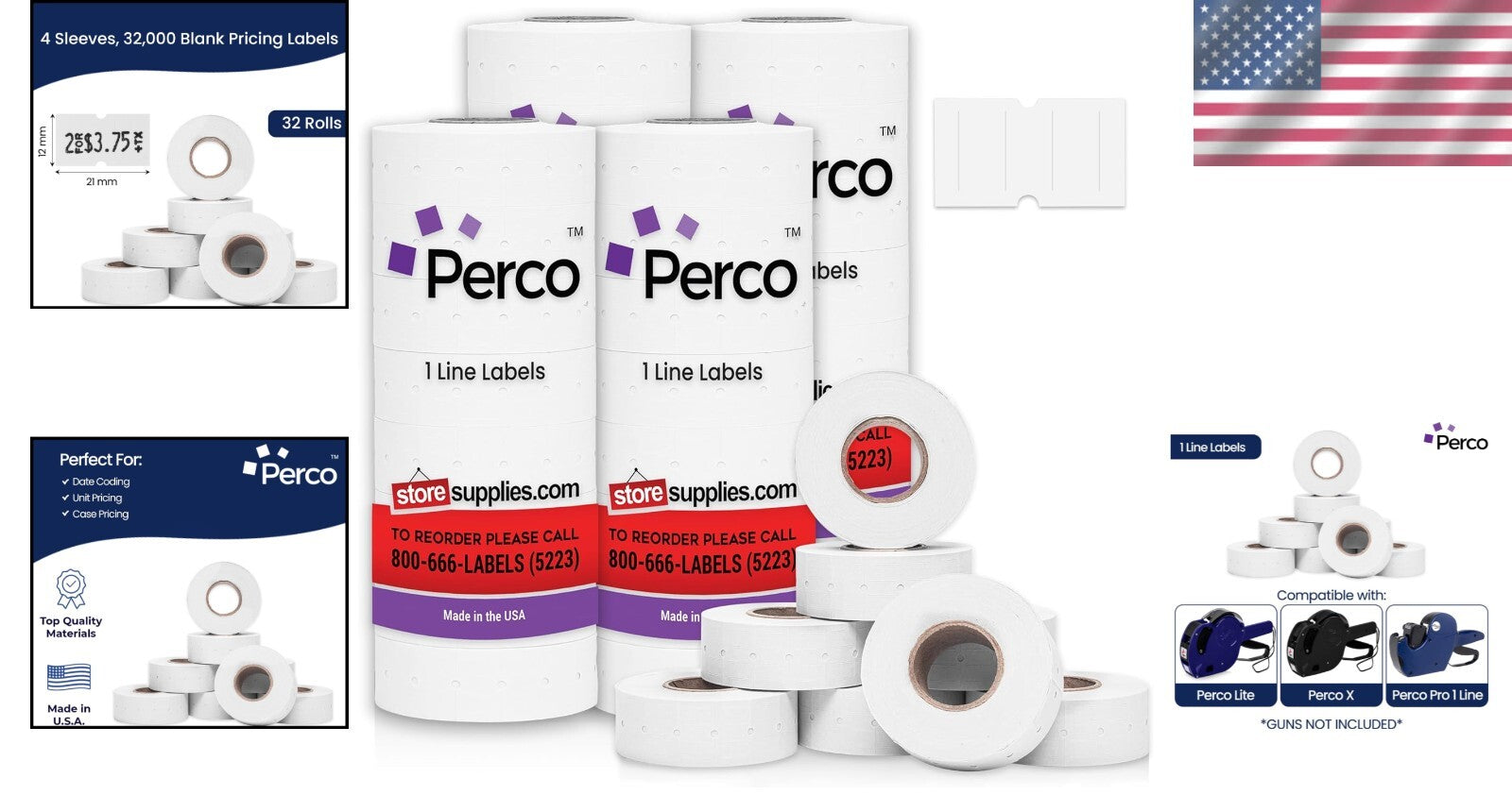 Versatile White 1 Line Pricing Labels – 32 Rolls, Perfect for Retail Needs