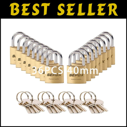 Durable Weather-Resistant Brass Padlock Set - 36 Pcs with User-Friendly Keys