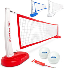 Load image into Gallery viewer, Splash Net PRO Adjustable Pool Volleyball Net with 2 Ball Set - Red, White, Blue