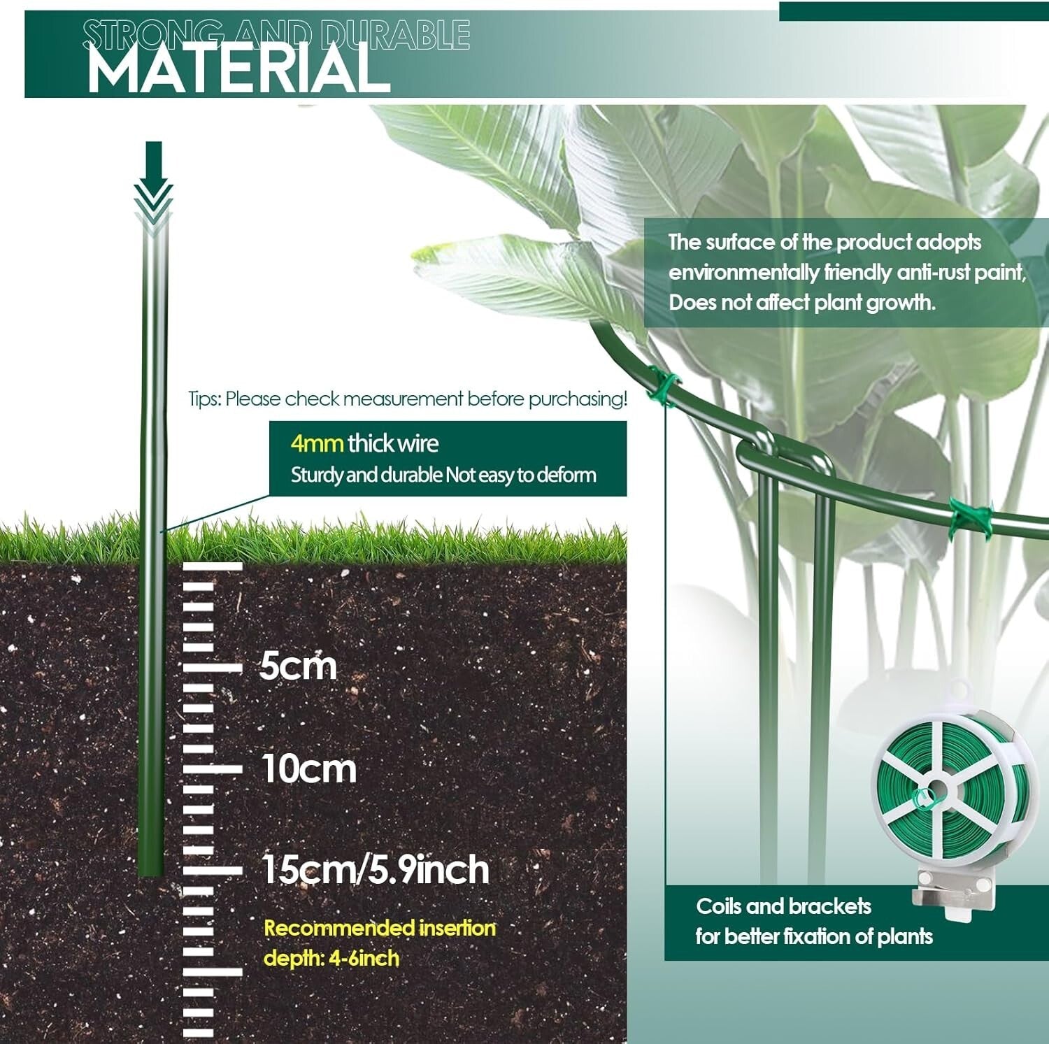 Versatile 12-Pack 24” Plant Support Stakes – Perfect for Indoor and Outdoor Use