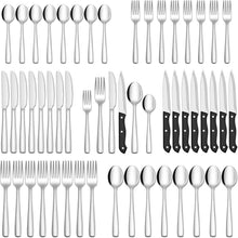Load image into Gallery viewer, Complete 72-Piece Silverware Set for Modern Dining - Mirror Polished Finish
