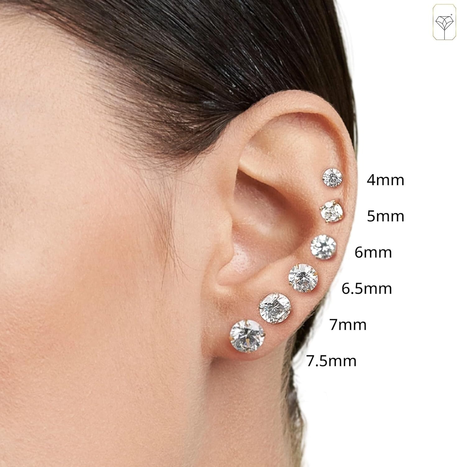 Unisex 14K Gold Zirconia Studs - Waterproof, Versatile Earrings for Any Occasion