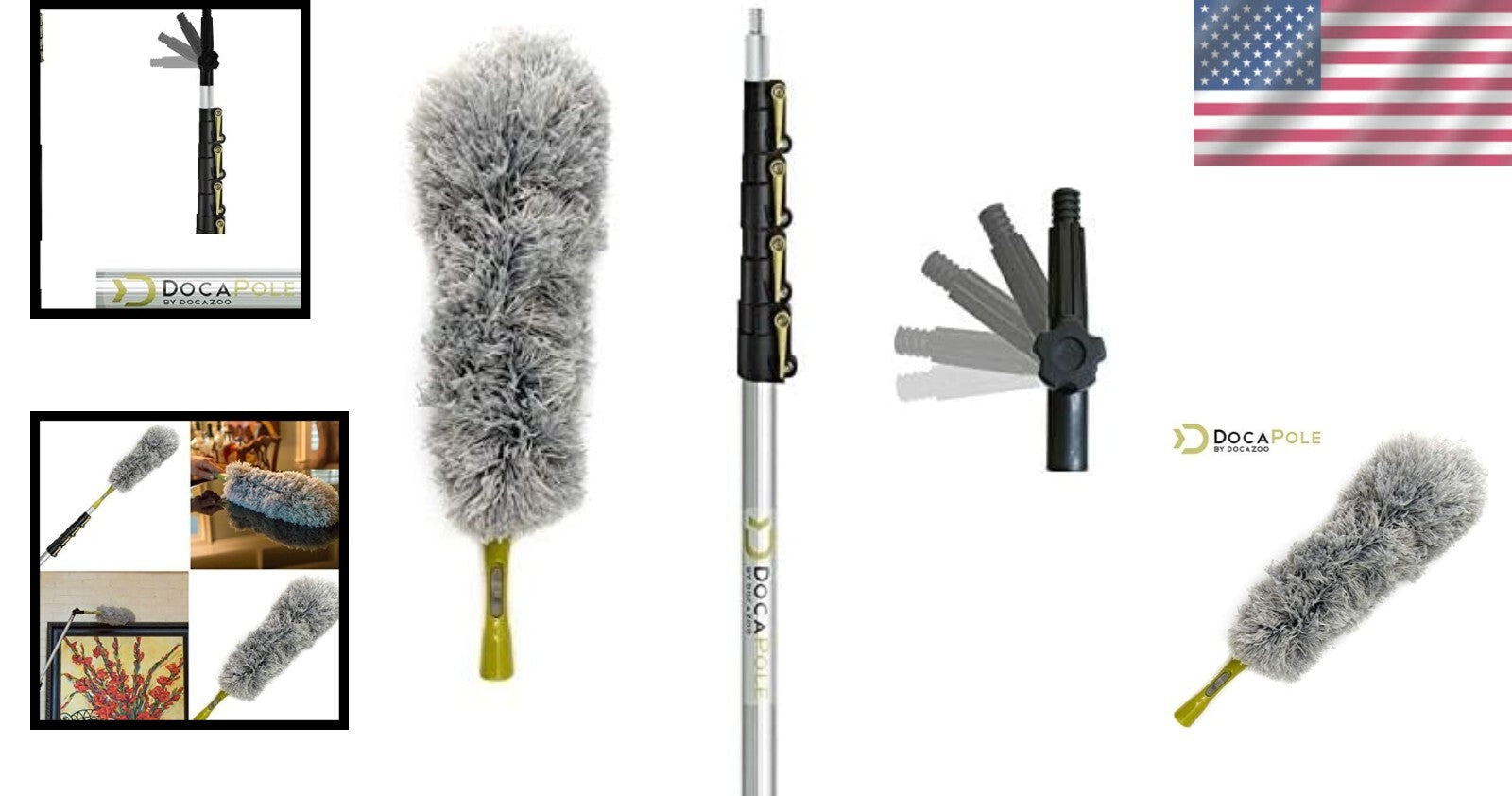 Lightweight 7-30ft Extendable Pole with Microfiber Duster for Versatile Cleaning