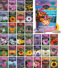 Load image into Gallery viewer, Heirloom Flower Seed Collection | 36 Assorted Pollinator Plants for Your Garden