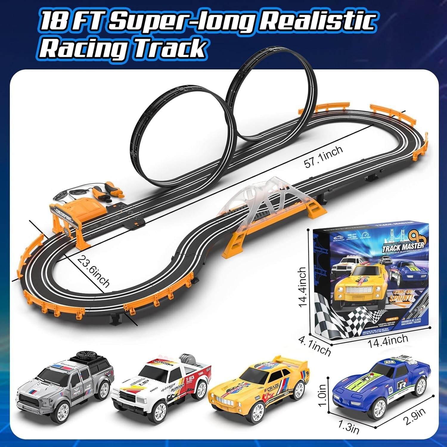 Electric Racing Car Track Set with Dual Lap Counter - Exciting Gifts for Kids
