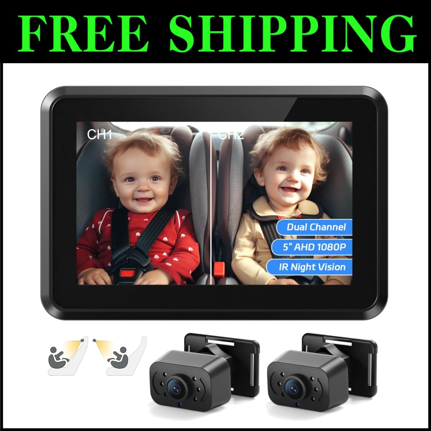 Easy Install HD Baby Car Camera with 360° View & Night Time Capabilities