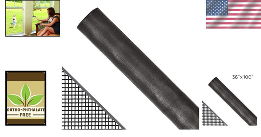 DIY Charcoal Fiberglass Bug Screen Replacement - 36" x 100' Roll by Saint-Gobain