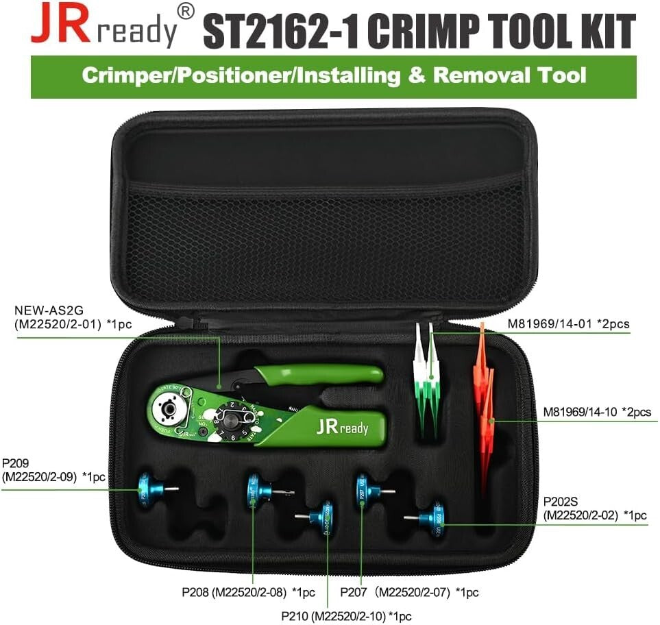 Ergonomic Hand-Powered Crimp Tool Kit with 5 Positioners for MIL-Standard Use