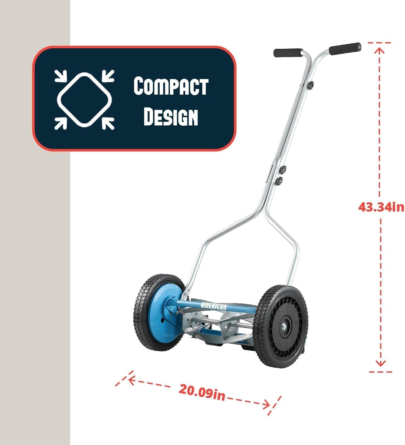 14-Inch 5-Blade Manual Push Reel Lawn Mower with Sharpener - Eco-Friendly Care