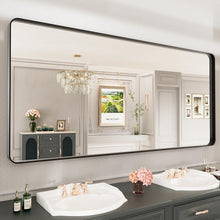 Load image into Gallery viewer, Versatile Horizontal or Vertical Black Metal Bathroom Mirror - Easy Install