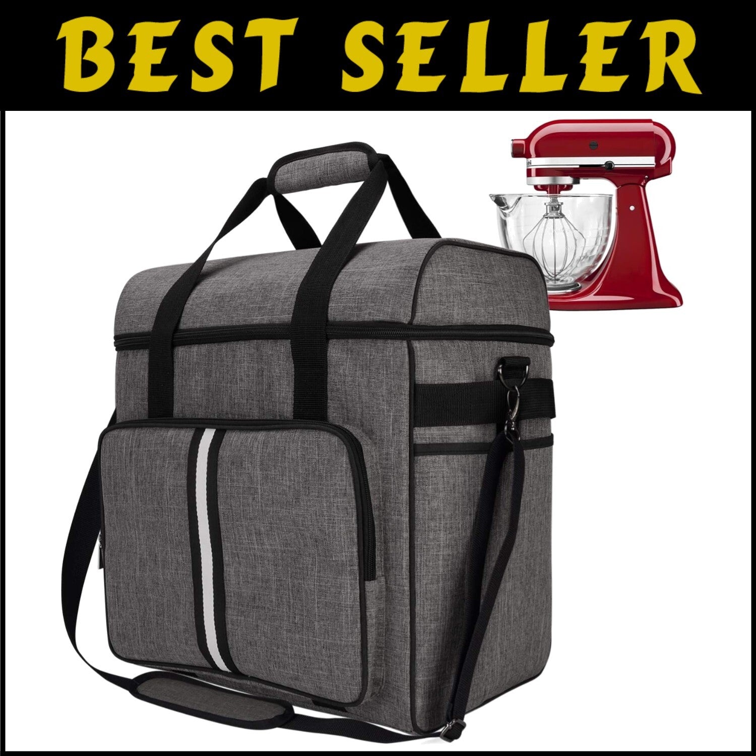 Ergonomic Kitchen Mixer Carrying Bag - Fits 6-8 Quart Mixers with Pockets