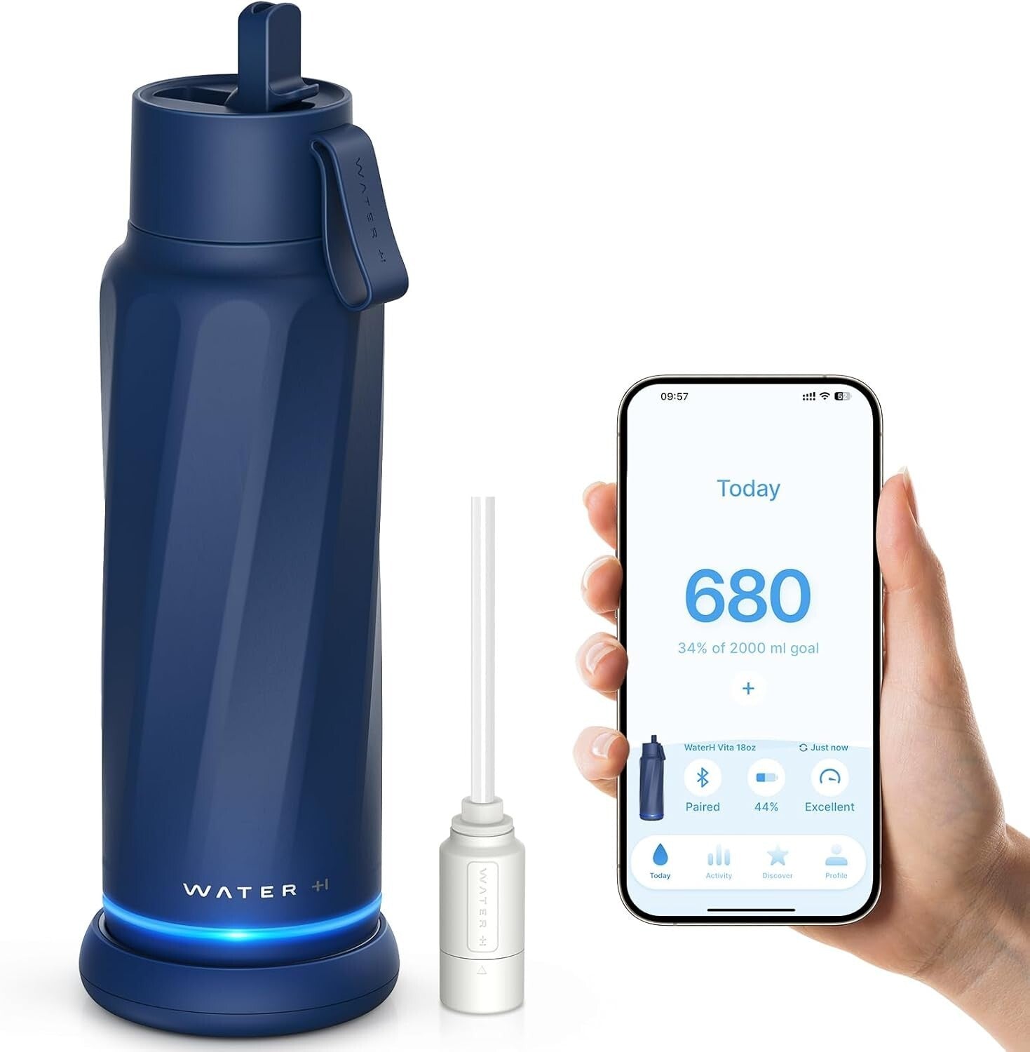 Bluetooth-Enhanced 18oz Smart Water Bottle with Real-Time Intake Tracking