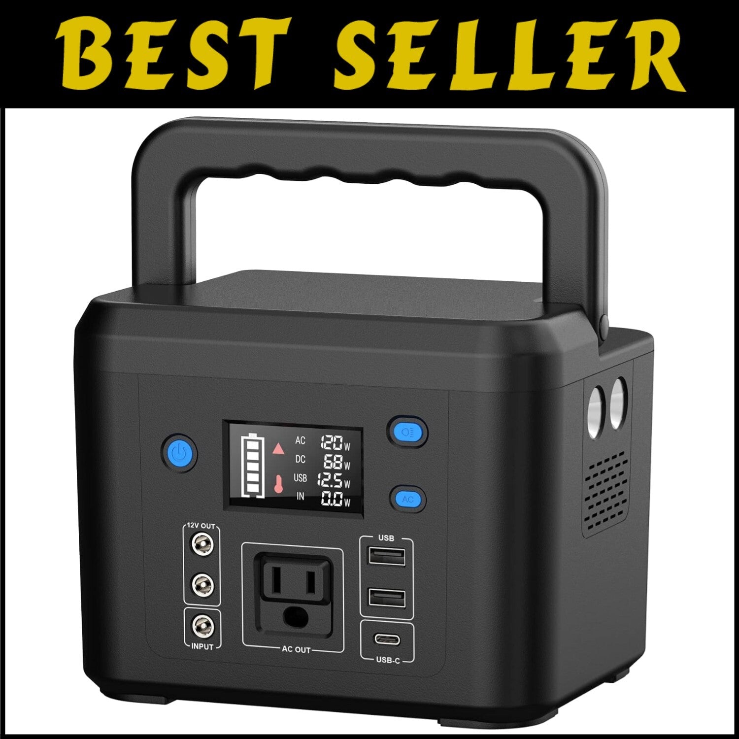 200W Portable Power Station - 33,000mAh Power Bank with LED Light for Camping