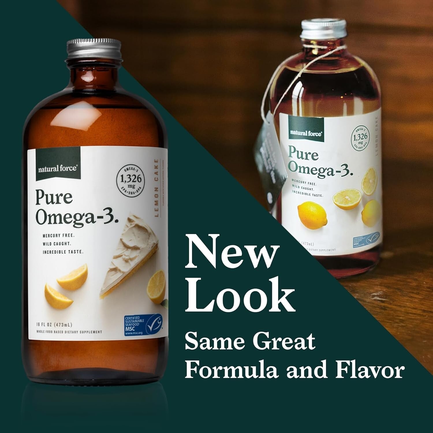 Sustainable Pure Omega 3 Fish Oil - Lab Tested, 1,326 mg EPA/DHA - 16 Oz Glass