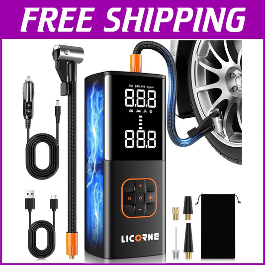 Rechargeable Tire Inflator with Digital Gauge - Ideal for Cars & Sports Balls