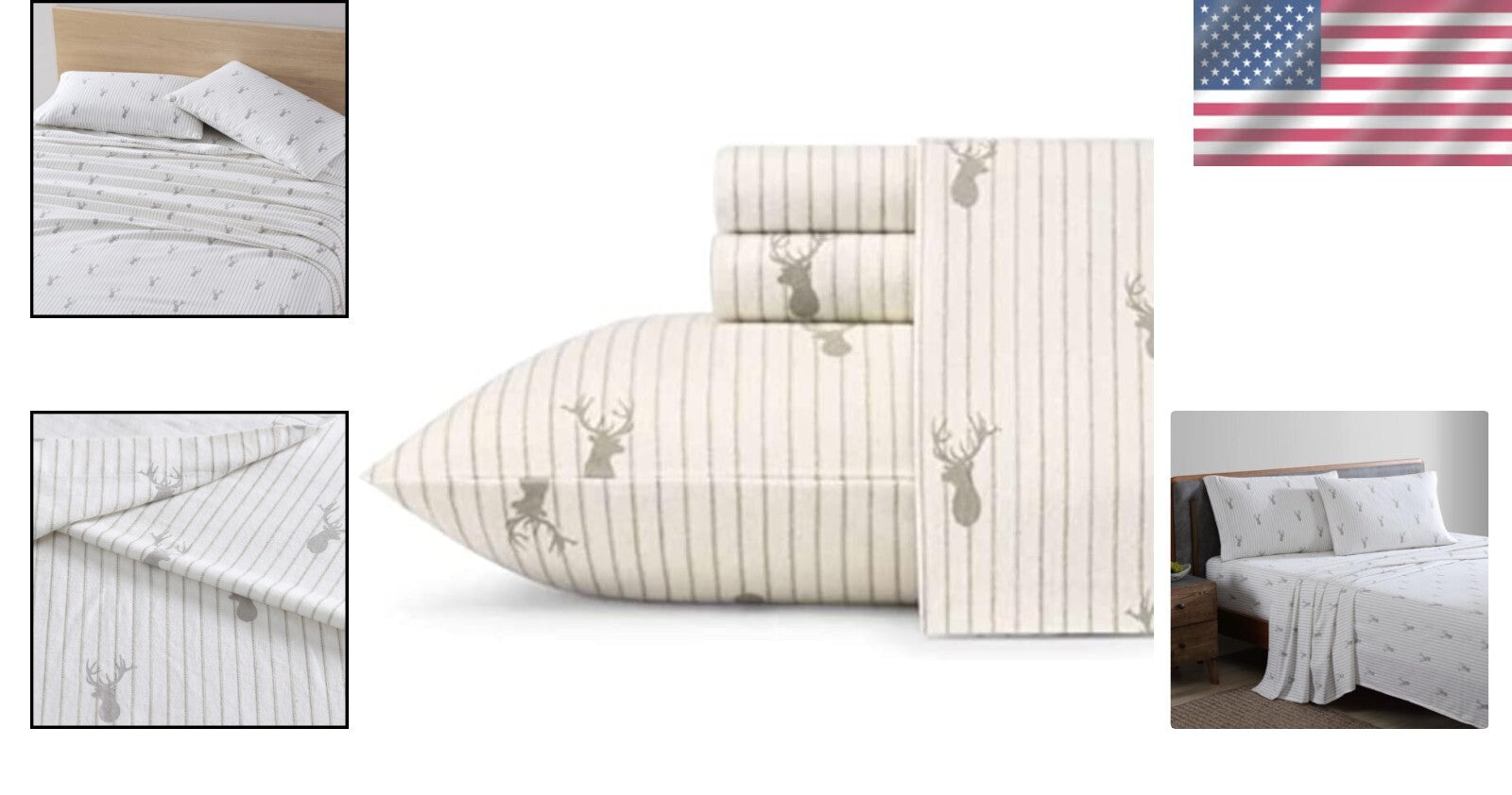 Breathable Cotton King Sheet Set with Charming Flannel Print - Giftable Luxury