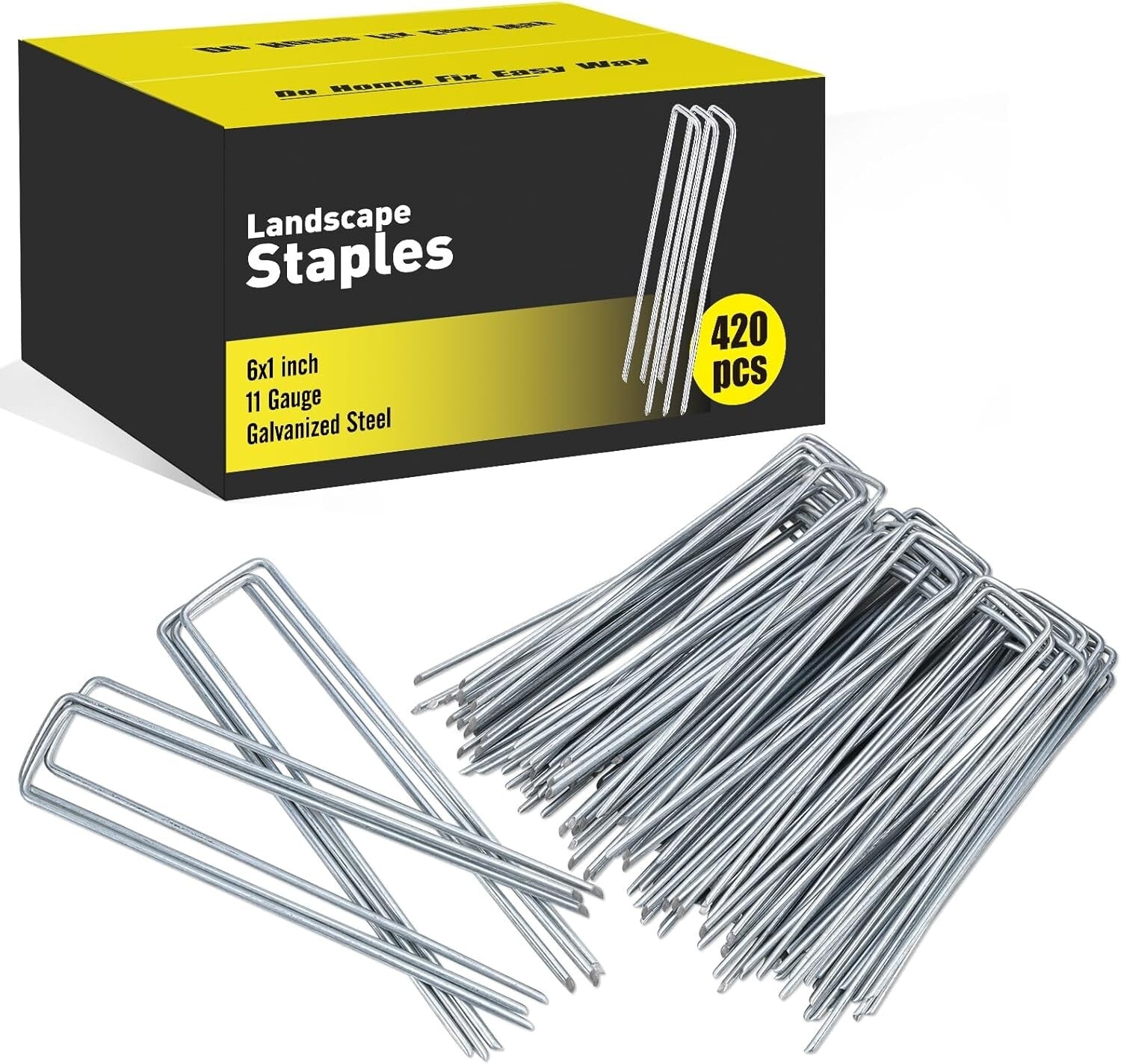 420pcs Galvanized U-Shaped Garden Stakes - 6-Inch for Versatile Outdoor Use