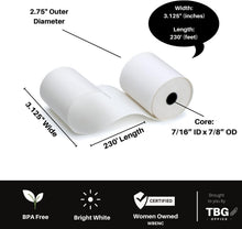 Load image into Gallery viewer, BPA-Free Thermal Receipt Paper Rolls for POS - 3 1/8” x 230’ – 30 Rolls