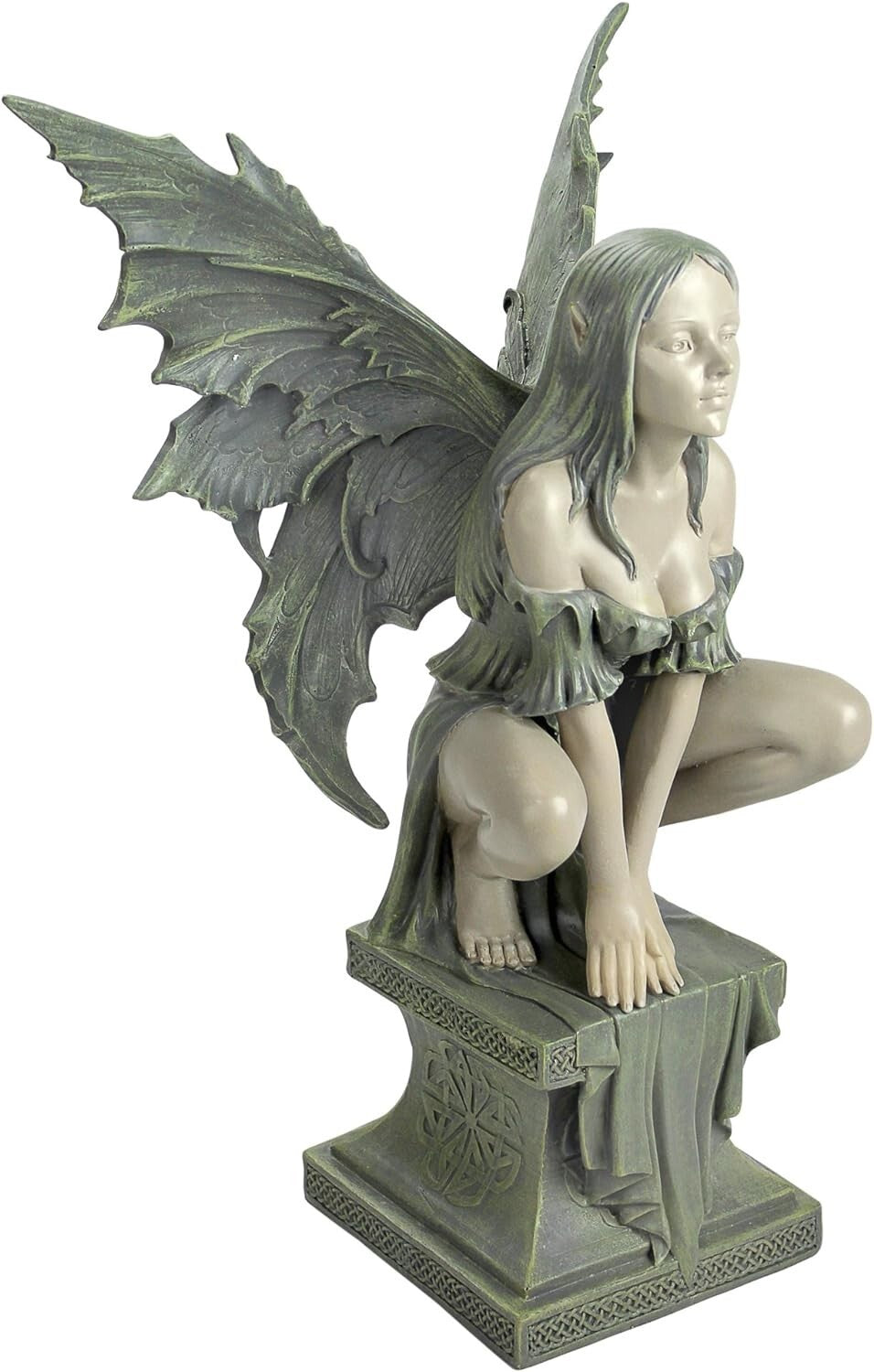 Celtic Fairy Garden Statue - Large 19" Fairy with Butterfly Wings in Two Tone
