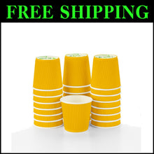 Load image into Gallery viewer, Leakproof 4oz Ripple Insulated Yellow Coffee Cups - 500 Count Value Pack