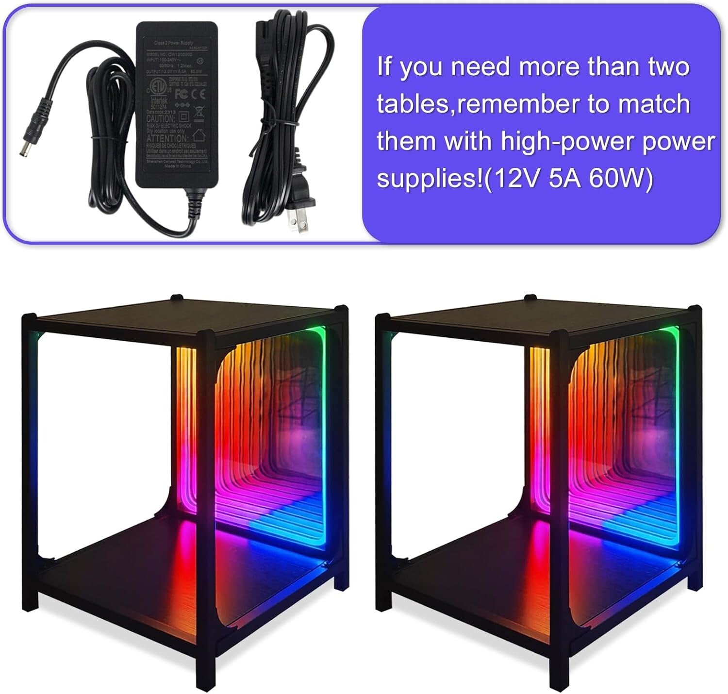 Stylish RGBW Infinity Mirror Storage Cabinet - Perfect for Bedroom or Gaming