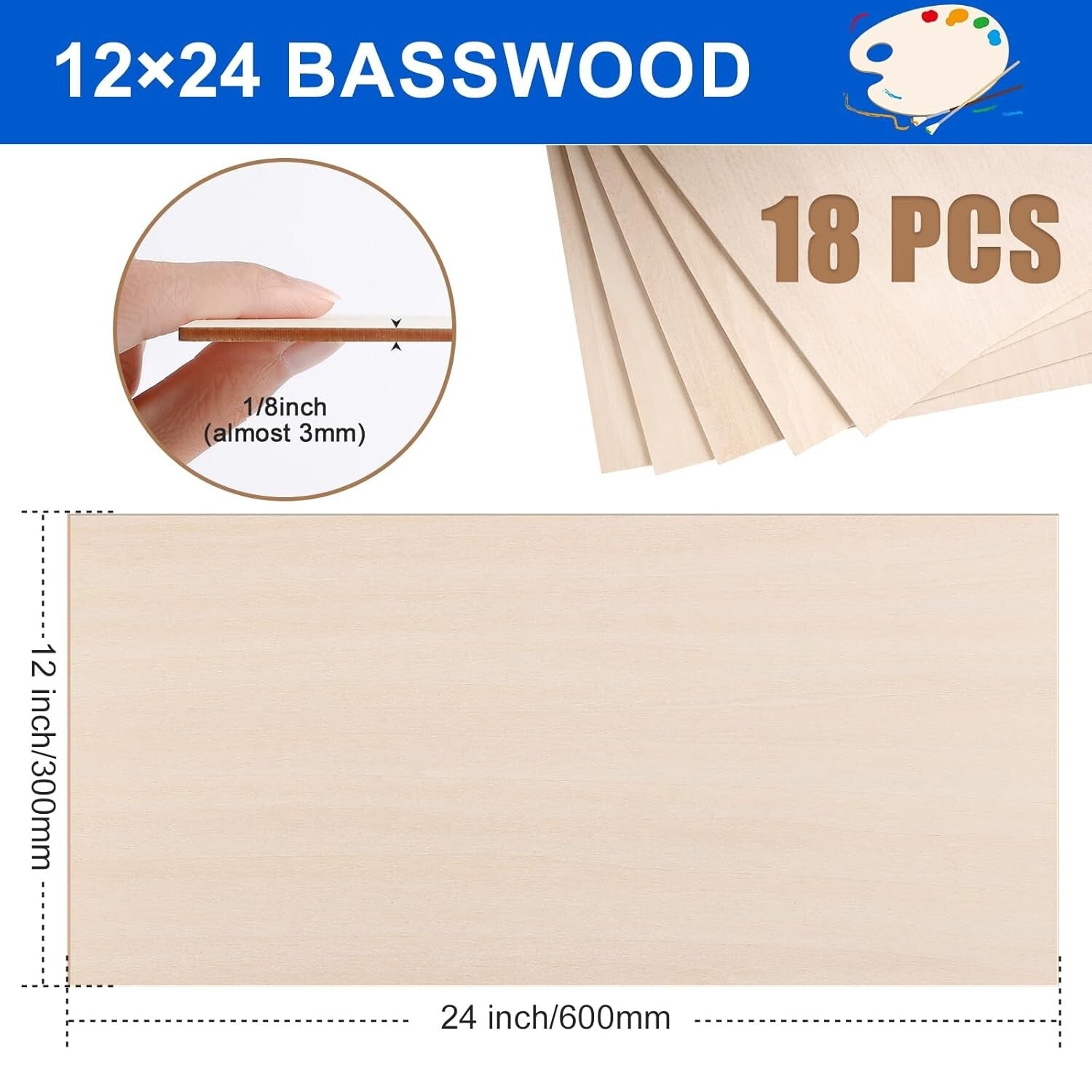Large 12x24 Unfinished Wood Sheets - Ideal for Modeling & Creative Projects