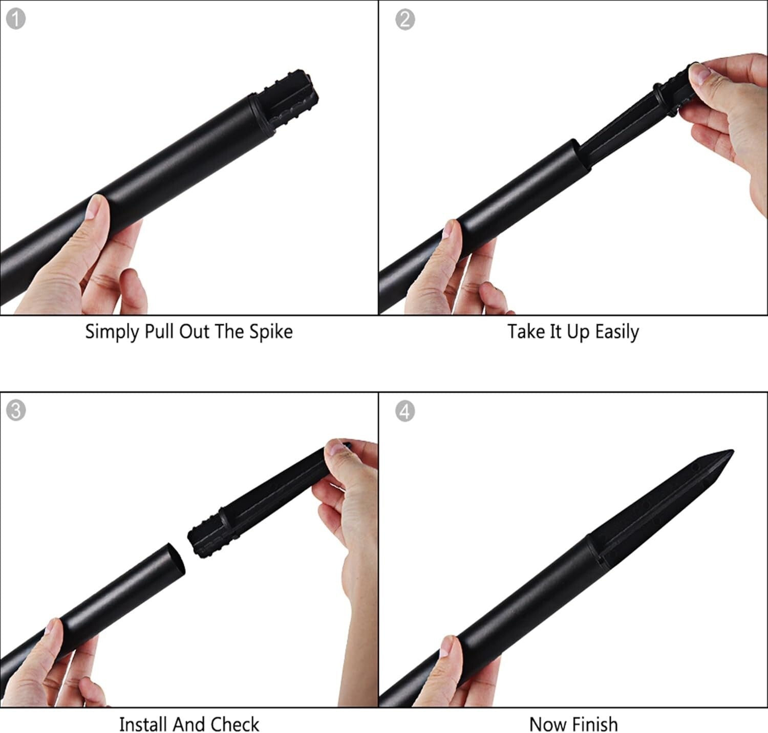 Elegant 8-Pack Solar Outdoor LED Pathway Lights in Matt Black Stainless Steel