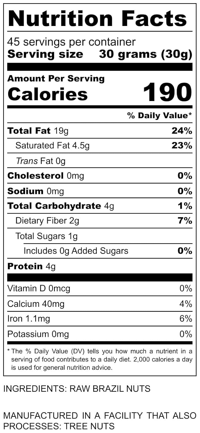 Batch-Tested 48 oz Raw Brazil Nuts - Sustainably Sourced & Gluten-Free Snack