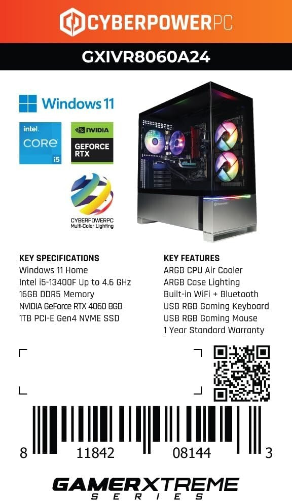 Ultimate VR Gaming Desktop - Intel Core i5, GeForce RTX 4060, 16GB RAM