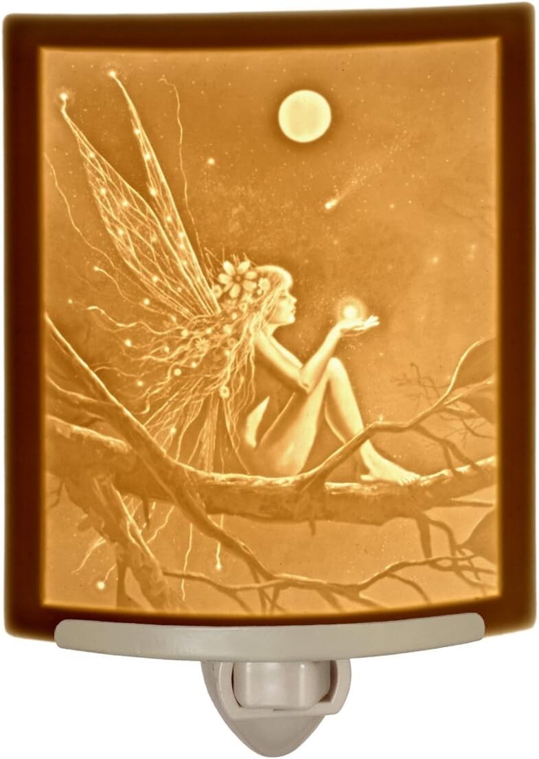Enchanting Handmade Porcelain Lithophane Night Light - Fairy Design By Delamare