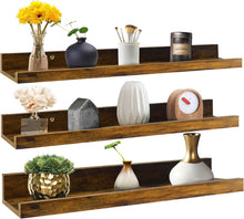Load image into Gallery viewer, Sturdy Rustic Floating Shelves - Set of 3 for Wall Organization, 24 Inch Size