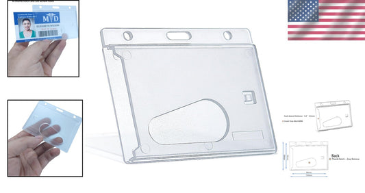 50 Pack Eco-Friendly Frosted ID Badge Holders with Multiple Attachment Options