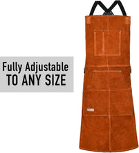 Load image into Gallery viewer, Protection &amp; Comfort: Leather Welding Apron with 6 Pockets - Ideal Gift for Pros