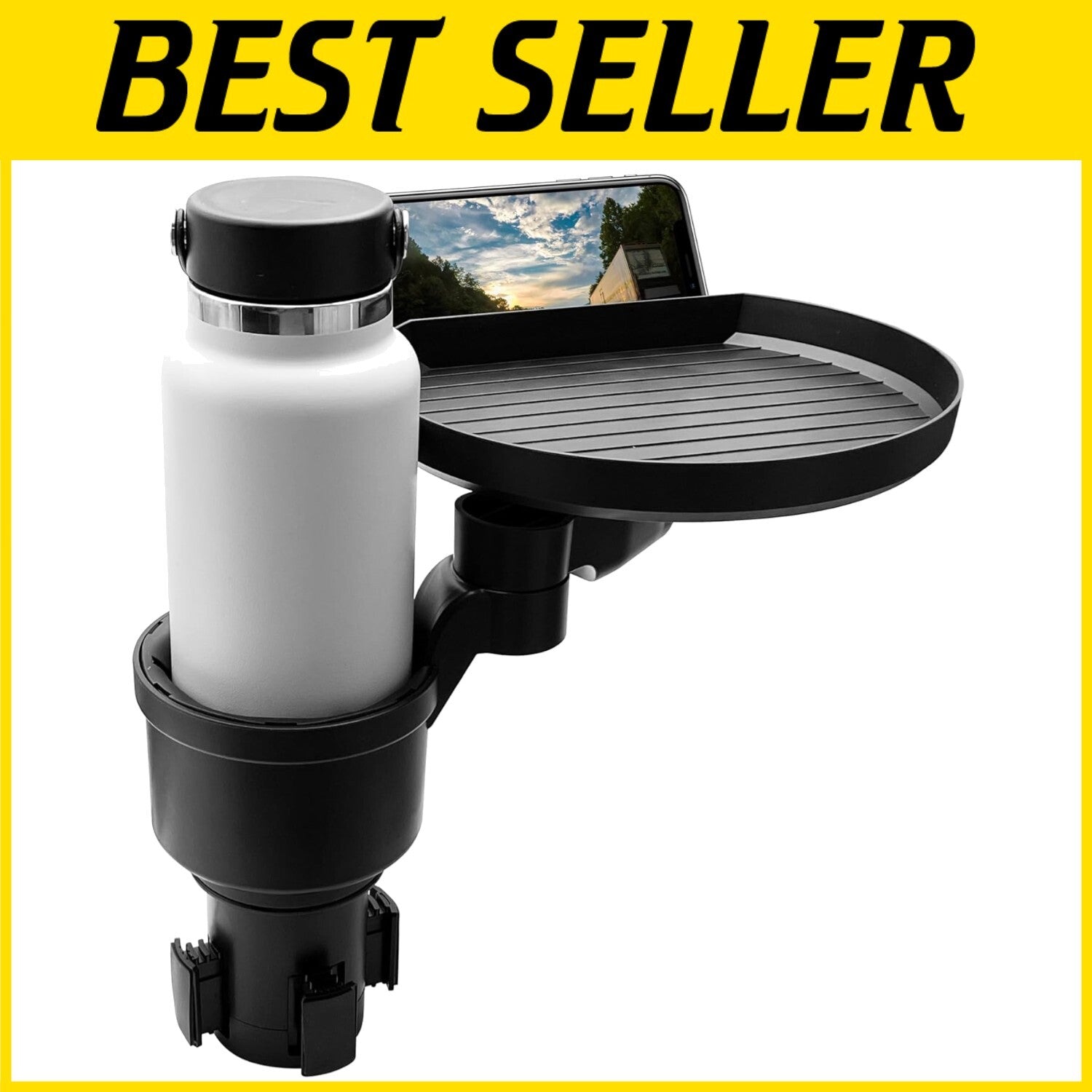 Ultimate Car Cup Holder Tray with Phone Slot & Expandable Base for Travel
