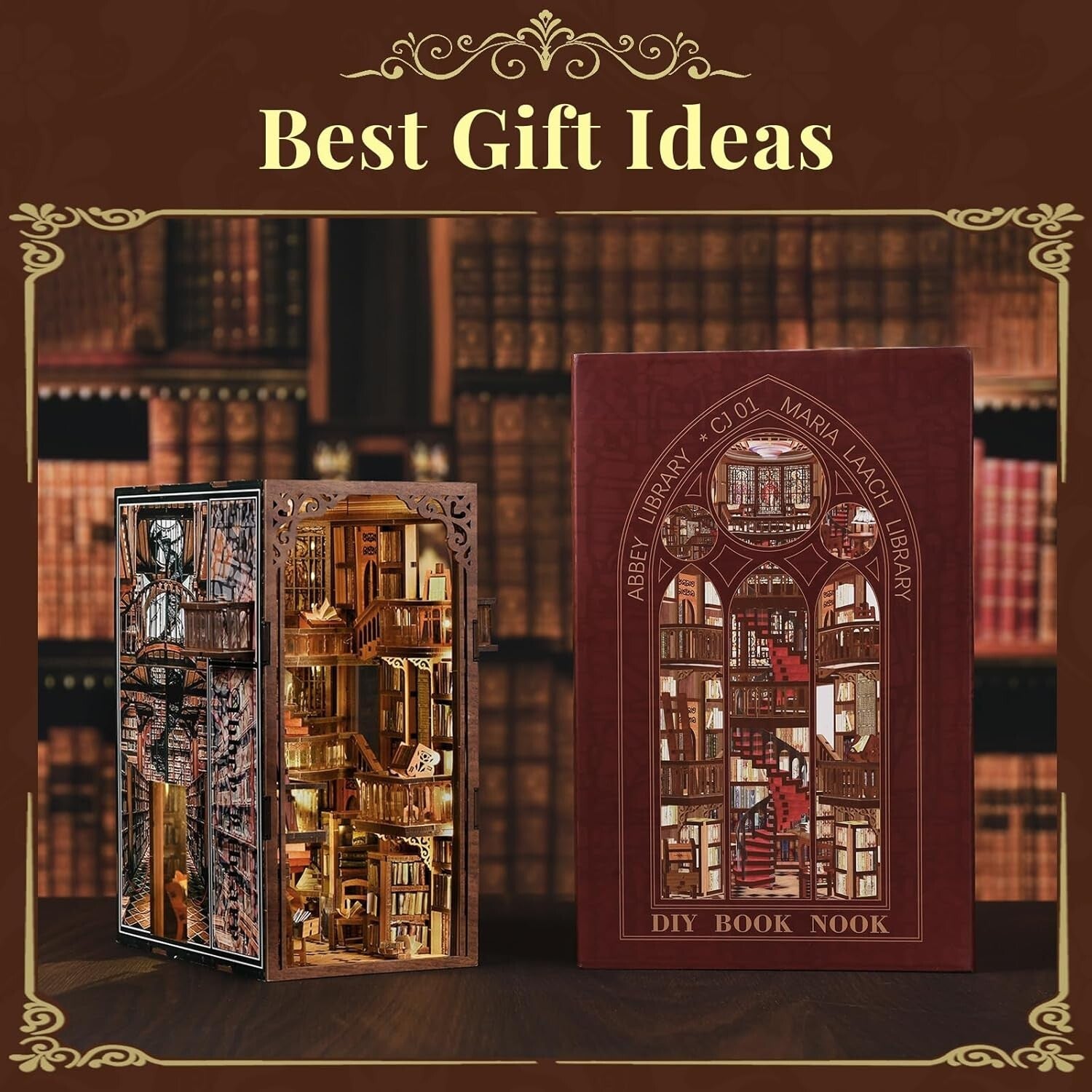 Enchanting Abbey Library Book Nook Mini Kit - Ideal for Creative Gift Lovers