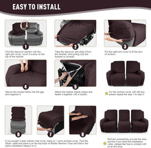 Load image into Gallery viewer, Elegant Stretch Recliner Sofa Covers with Jacquard Pattern - Dark Coffee
