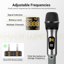 Load image into Gallery viewer, Professional Wireless Microphones System – 4x10 Channels with Metal Body Mics