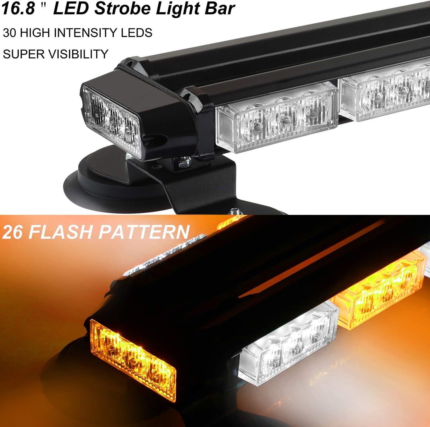 Durable 16.8 Inch Waterproof LED Strobe Light with Strong Magnetic Mount