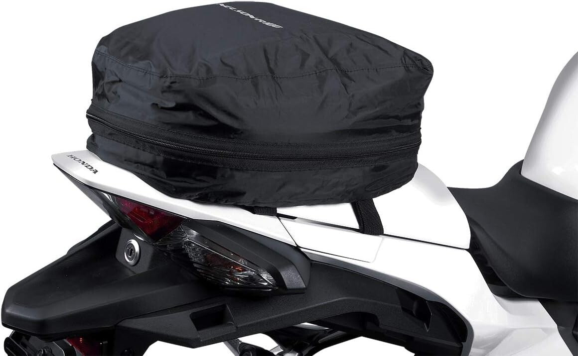 Black Commuter Sport Motorcycle Tail Bag – Waterproof with Reflective Accents