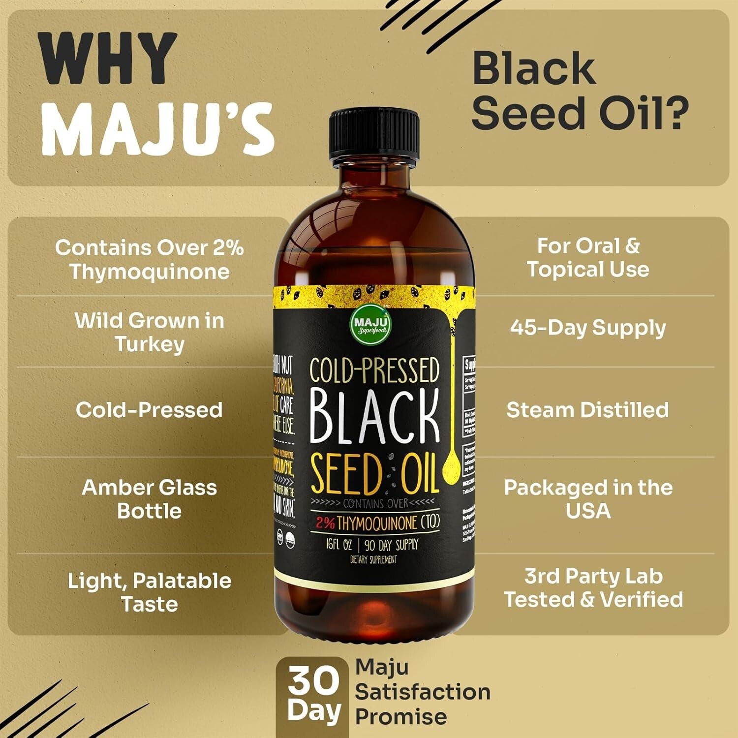 Maju's 16oz Black Seed Oil: Cold Pressed, Boost Immunity with 3X Thymoquinone
