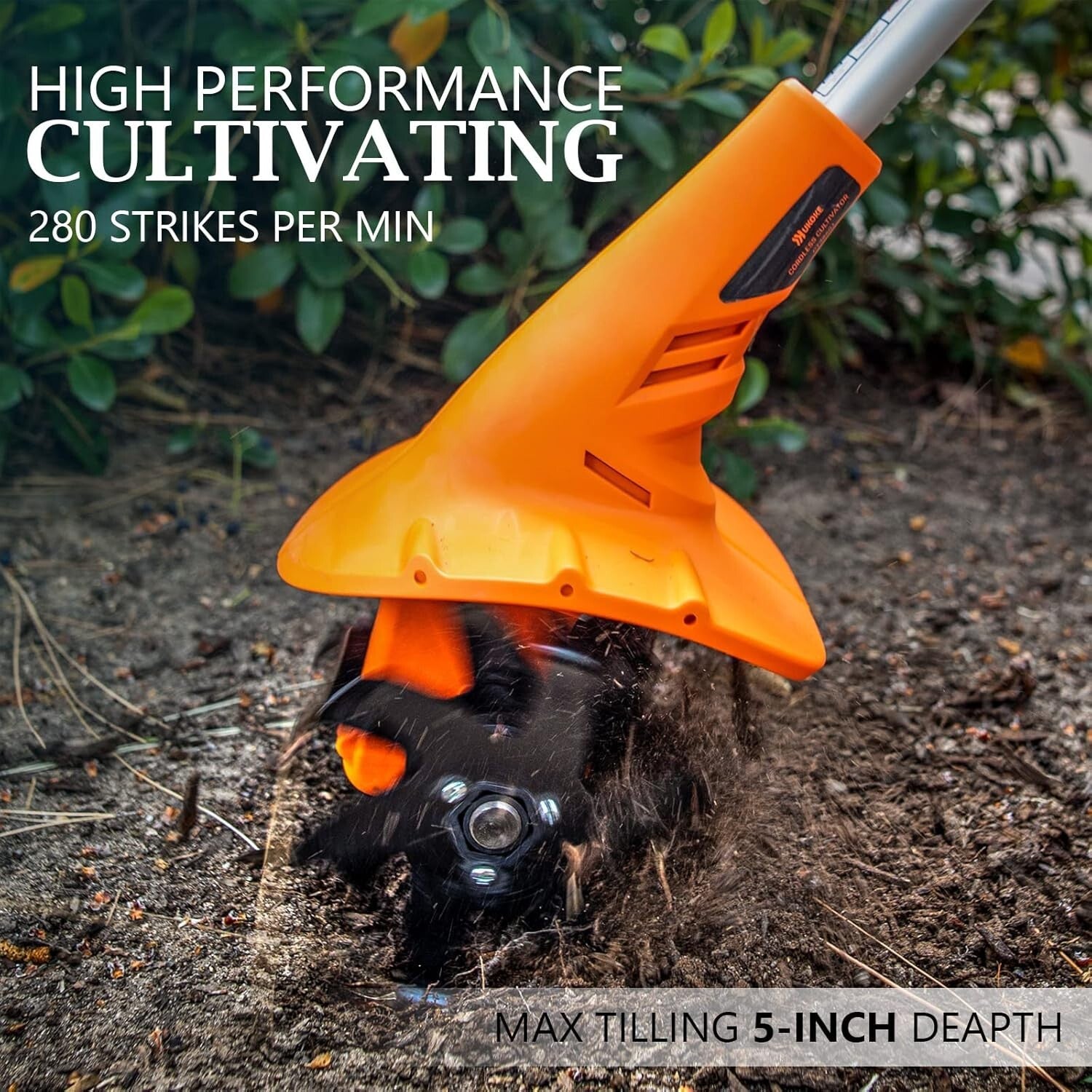 20V Battery-Operated Tiller with 24 Steel Blades for Effortless Soil Tilling