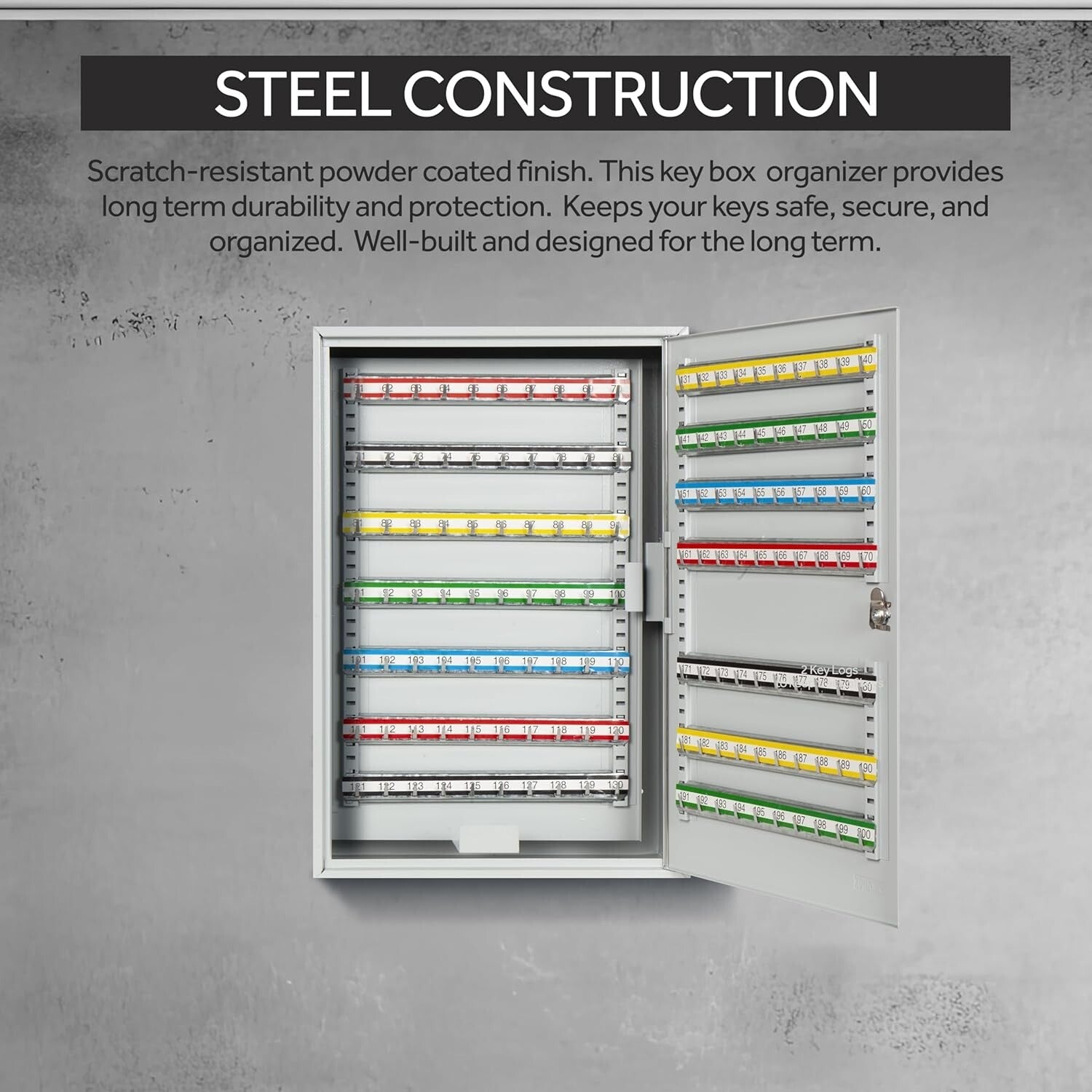 Adjustable Wall-Mount Key Box - 200 Numbered Hooks for Efficient Storage